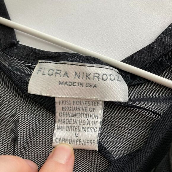 Flora Nikrooz Women’s Black Embroidered Floral Long Whimsigoth Nightgown Size M - Picture 2 of 11